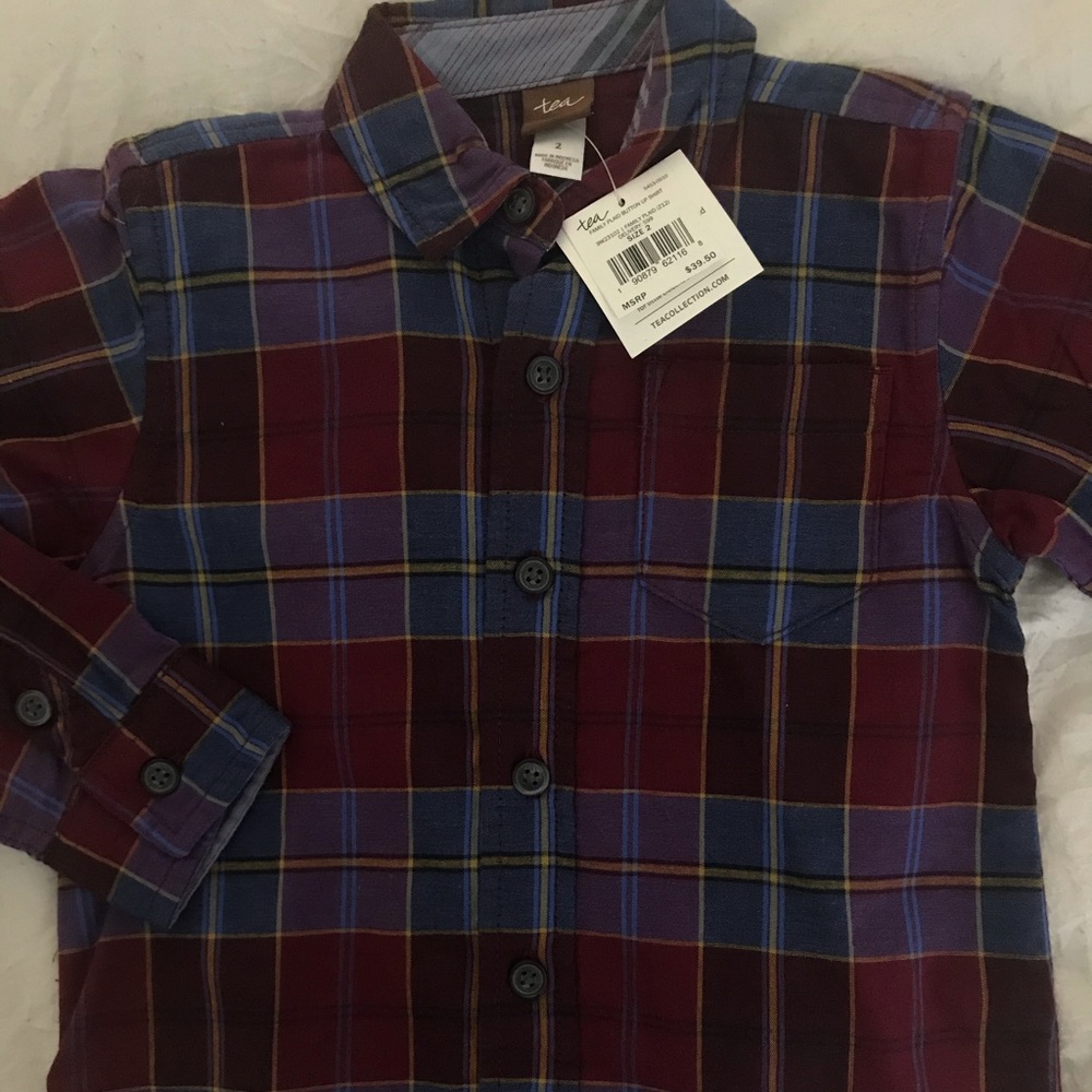 Tea Collection 2T plaid button-up NWT
